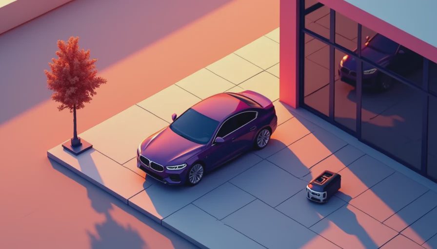 Visual context for dark purple car